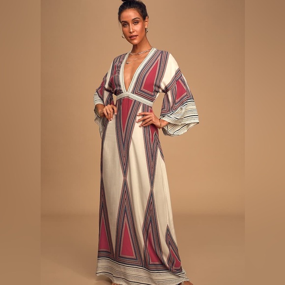 Lulus Dresses & Skirts - Lulus Monticeto Cream Print Maxi Dress